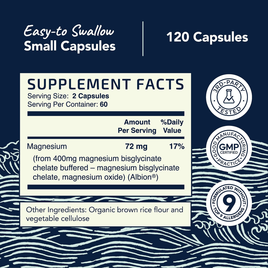 Magnesium Glycinate 400mg | Chelated Bisglycinate for Muscle Relaxation, Bones
