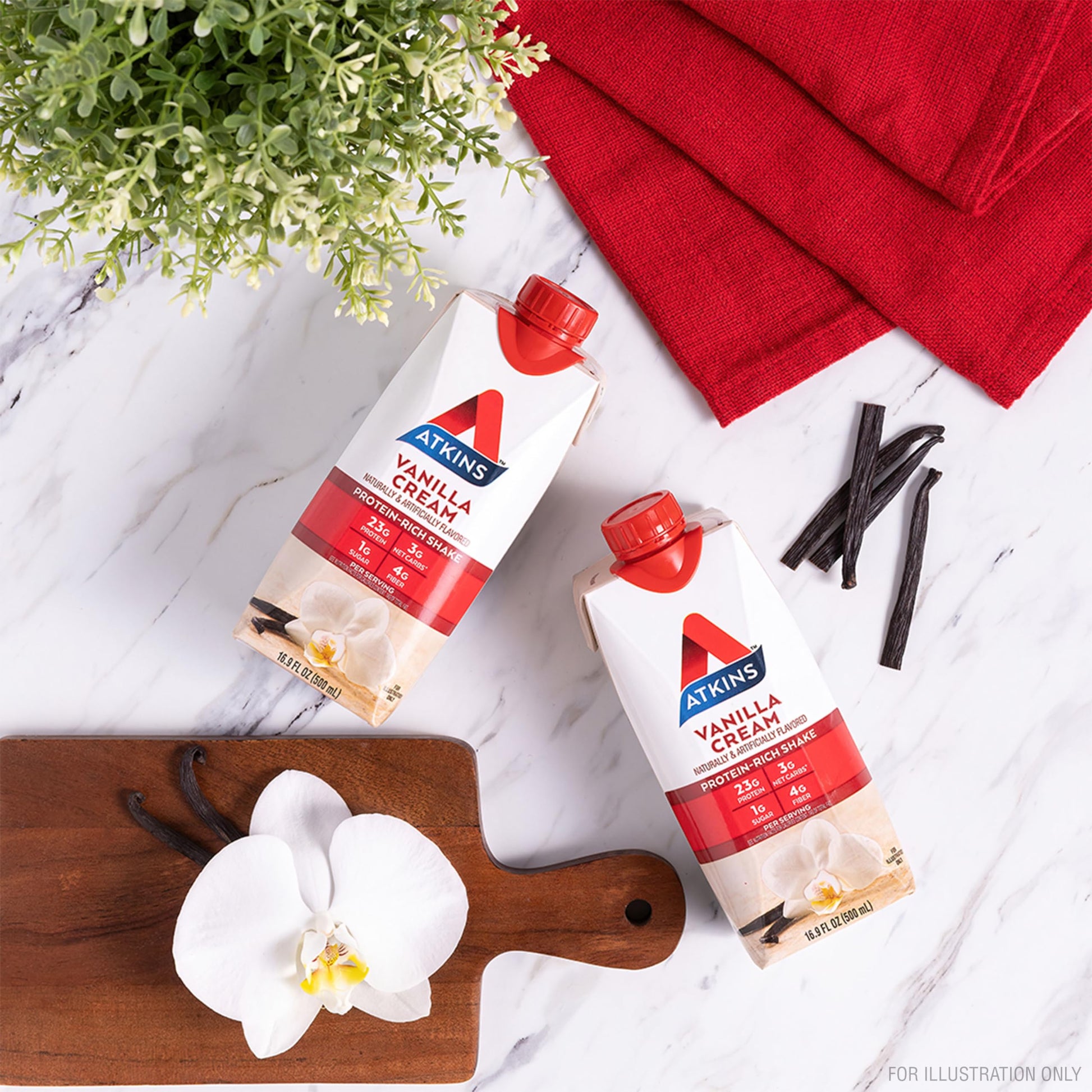 Atkins Vanilla Cream Meal Size Protein Shake, 23g Protein, Low Glycemic, 3g Carb Atkins