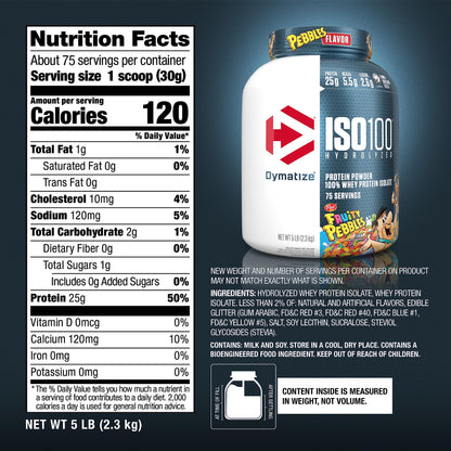 Dymatize ISO100 Hydrolyzed Protein Powder, 100% Whey Isolate, 25g of Protein, 5.5g
