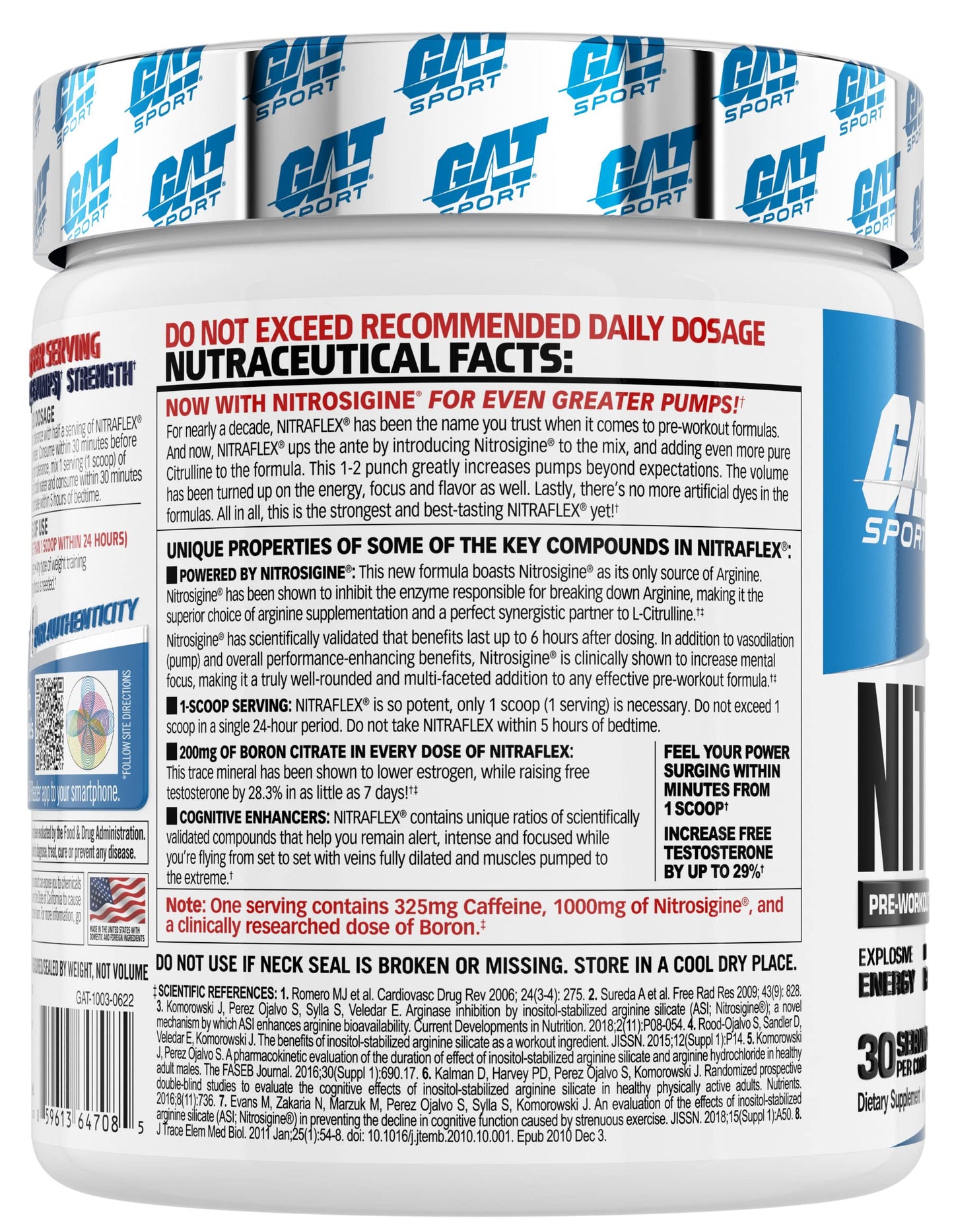 GAT SPORT Nitraflex Advanced Pre-Workout Powder, Increases Blood Flow