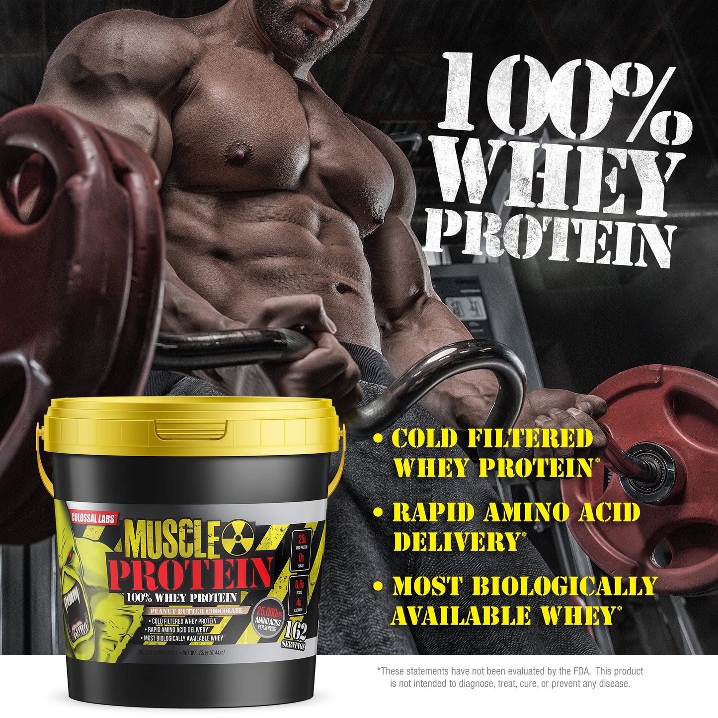 COLOSSAL LABS Muscle Growth Whey Protein [12 lbs/Pack of 1]–Peanut Butter Chocolate