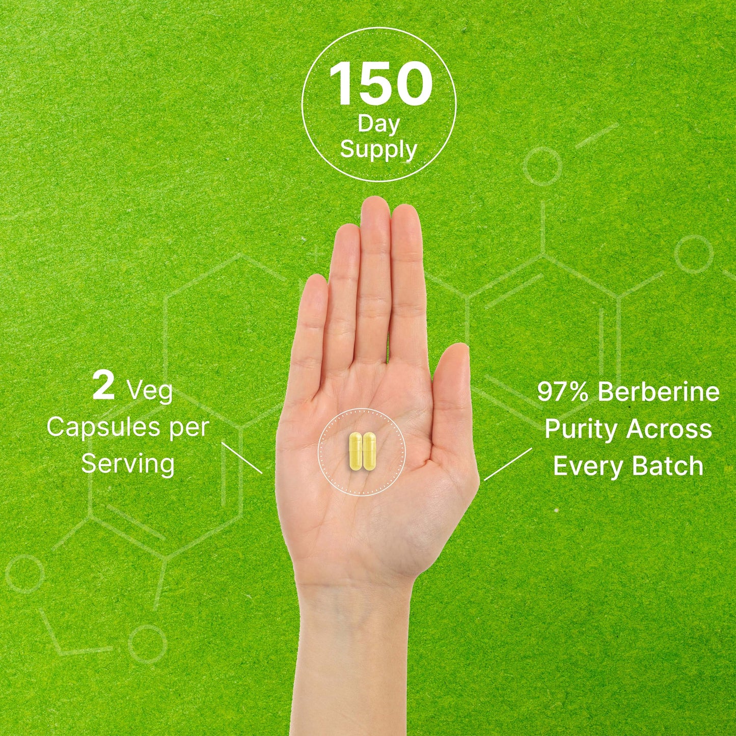 Berberine Supplement, 1,000mg Per Serving, 300 Veggie Capsules – 97% Pure Berberine