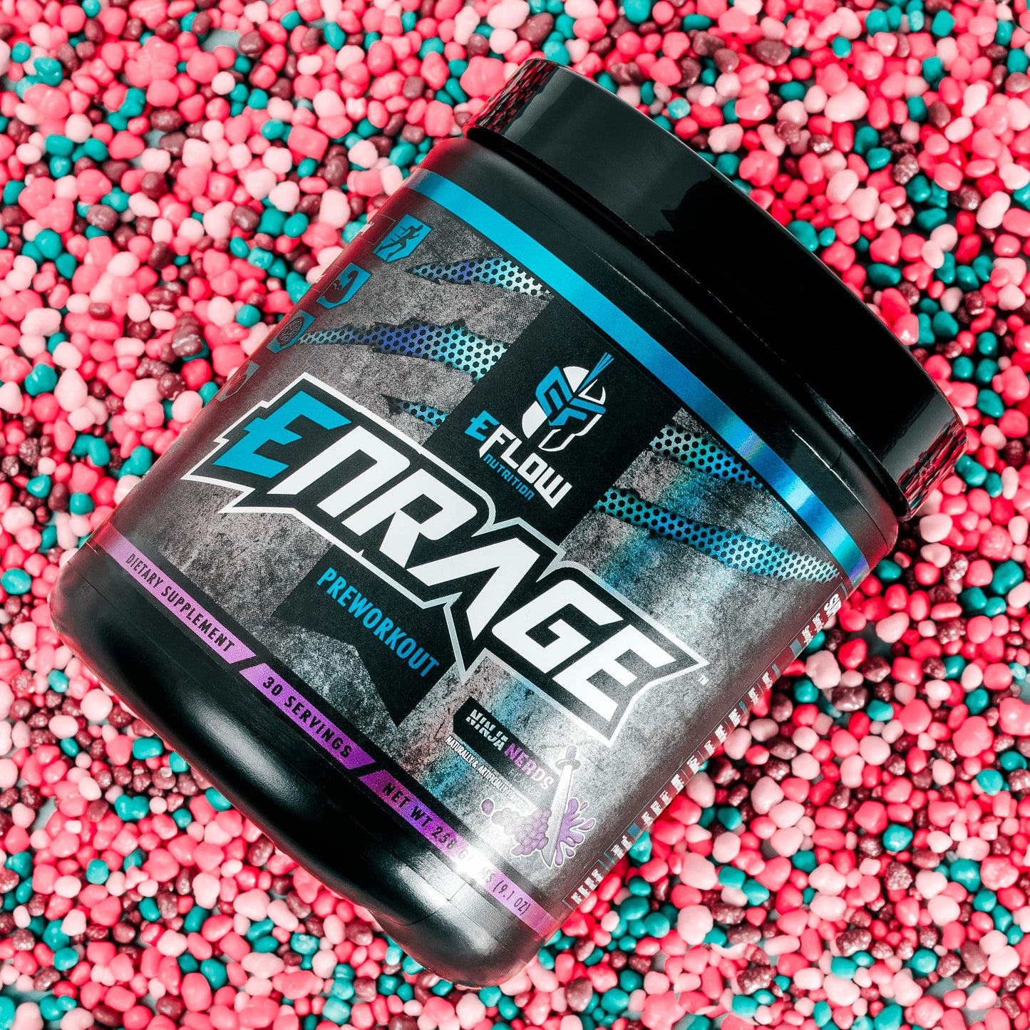 eFlow Nutrition ENRAGE Pre Workout - Energy, Focus, Pumps, and Strength - Ninja Nerds (30 Servings)